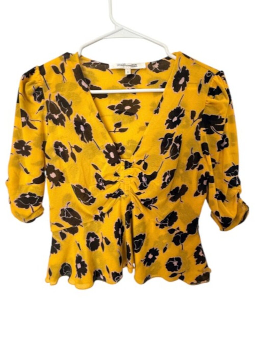 Diane Von Furstenberg Cropped Popover Top Womens Size S